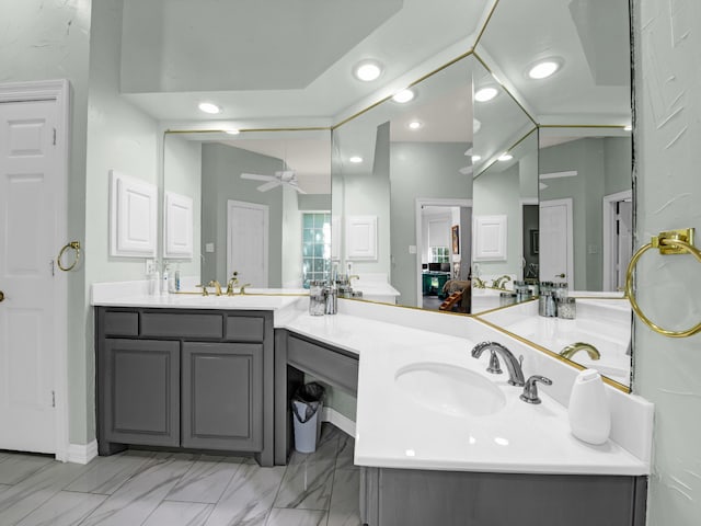 bathroom with vanity and ceiling fan