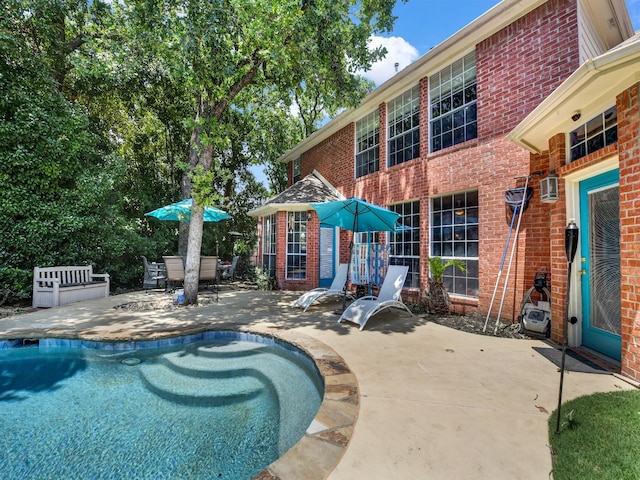 view of pool featuring a patio