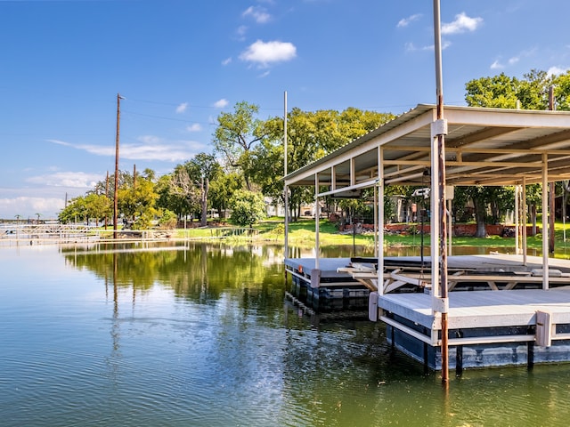 dock area featuring a water view