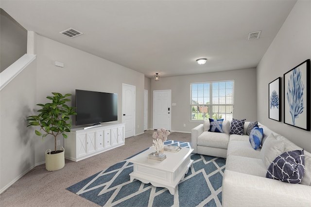 living room featuring carpet flooring