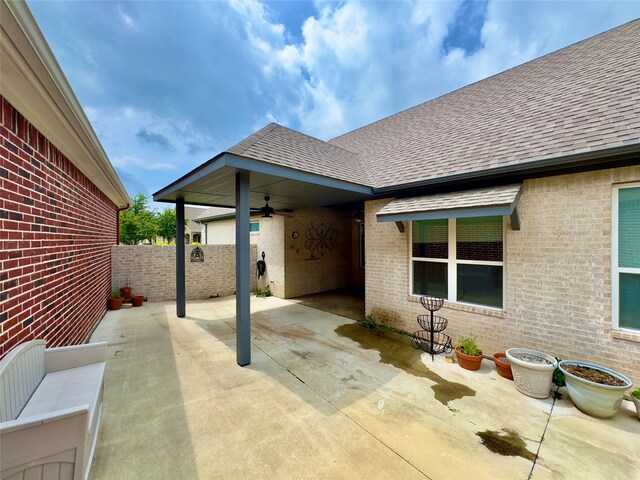 view of patio / terrace featuring ceiling fan