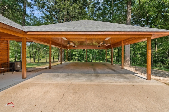 view of vehicle parking featuring ceiling fan