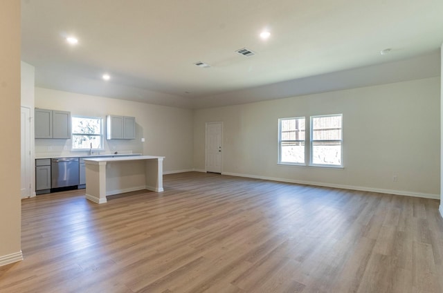 interior space with light hardwood / wood-style flooring