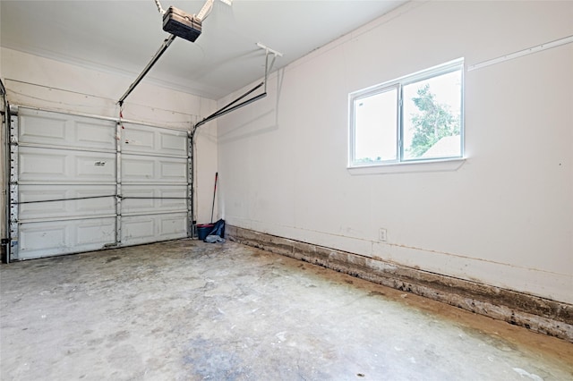 garage with a garage door opener