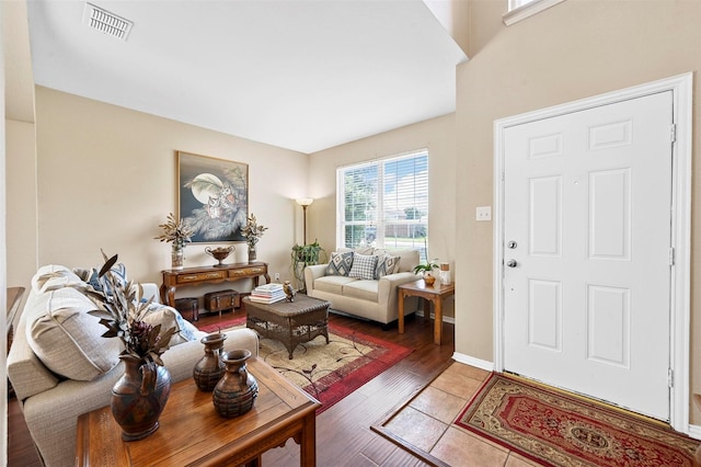 living room with wood-type flooring