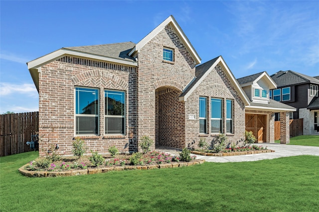 view of front facade featuring a garage and a front yard