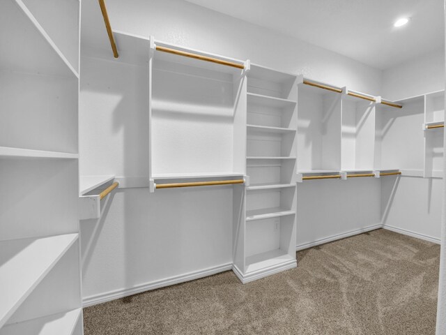 walk in closet with carpet