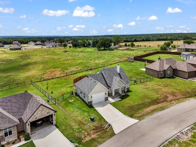 aerial view featuring a rural view