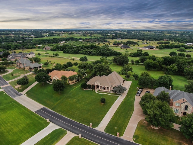 view of aerial view at dusk