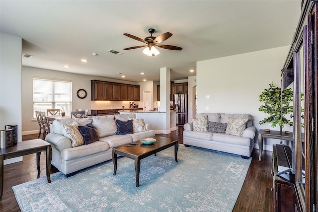 6220 Creekhaven Dr, Mesquite, TX 75181 - living room with ceiling fan, wood finished floors, and recessed lighting