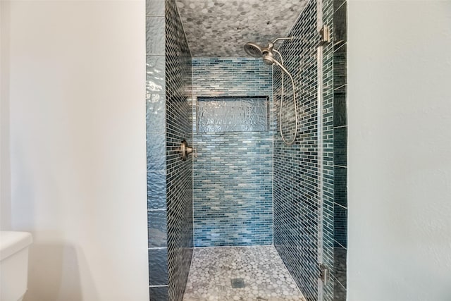 bathroom featuring toilet and tiled shower