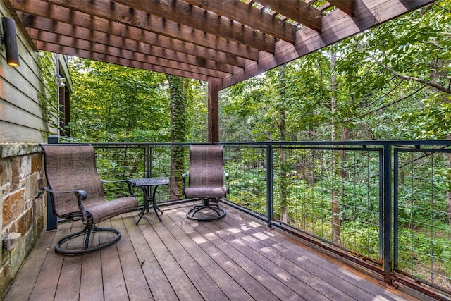 wooden terrace featuring a pergola