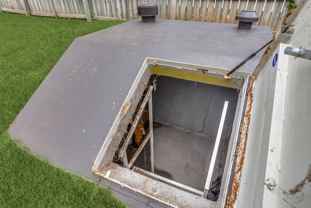 view of storm shelter