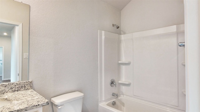 full bathroom featuring vanity, toilet, and shower / bathtub combination