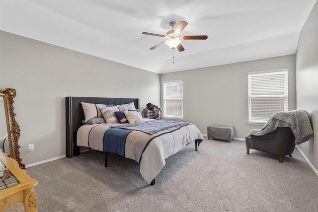 bedroom with carpet floors and ceiling fan