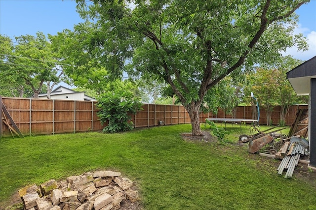 view of yard with a trampoline