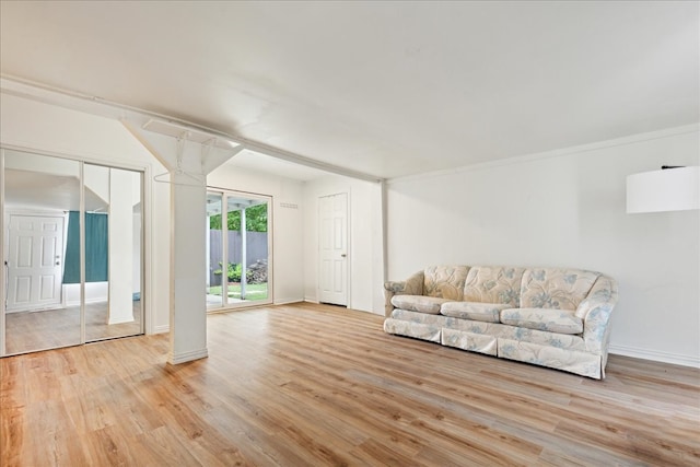 living room with light hardwood / wood-style floors