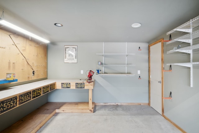 interior space featuring concrete floors