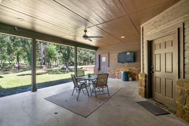 view of patio / terrace featuring ceiling fan