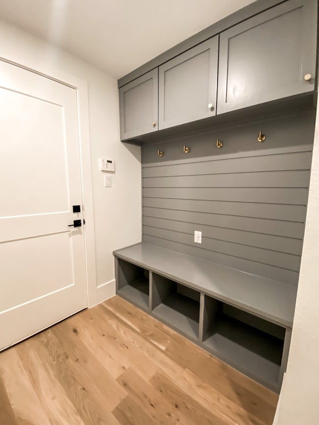 mudroom with light wood-type flooring