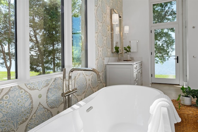 bathroom featuring vanity and tile patterned flooring