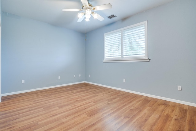 12228 Saddle Club Dr, Forney, TX 75126 - spare room featuring visible vents, light wood-style flooring, ceiling fan, and baseboards
