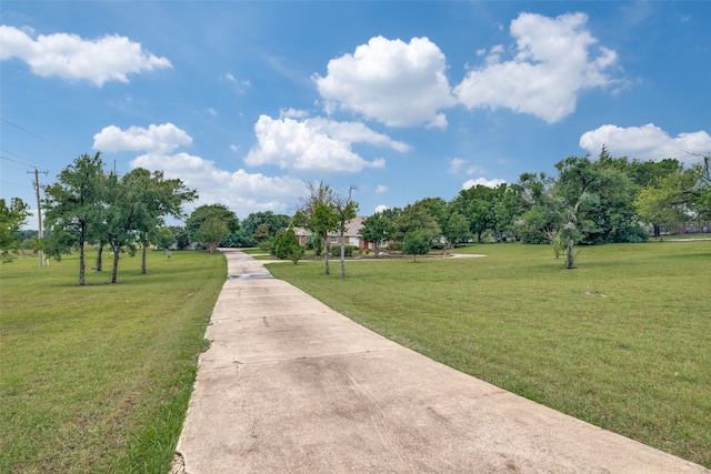 view of property's community featuring a yard