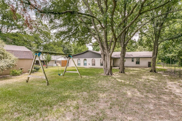 view of yard featuring a playground