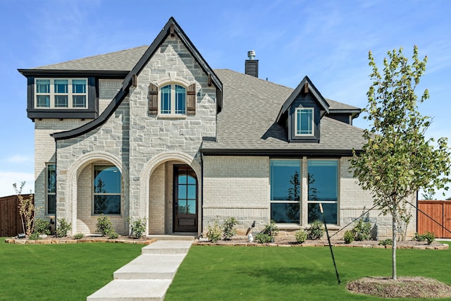 view of front of property featuring a front lawn