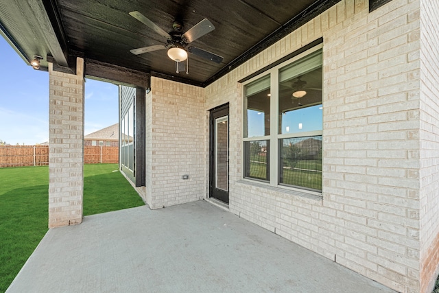 view of patio with ceiling fan