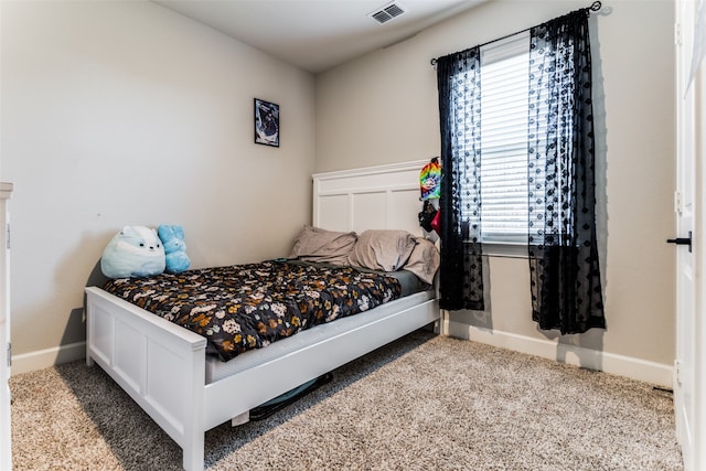 bedroom featuring multiple windows and carpet flooring