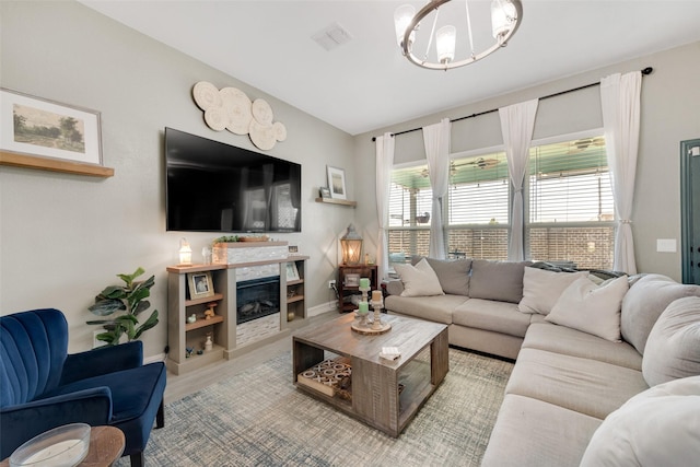 living room featuring light hardwood / wood-style floors