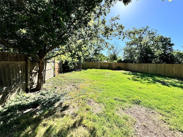 view of yard featuring a fenced backyard