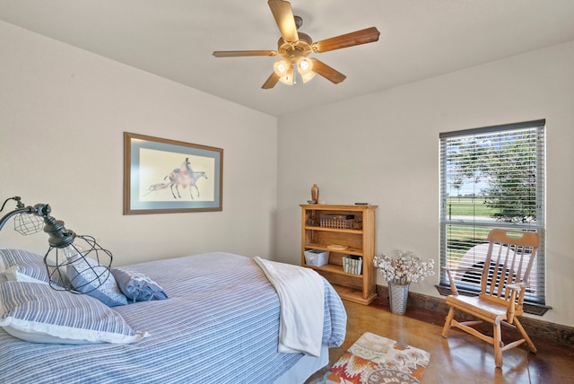 bedroom featuring ceiling fan