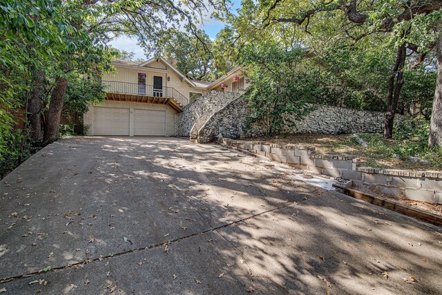 exterior space with a garage