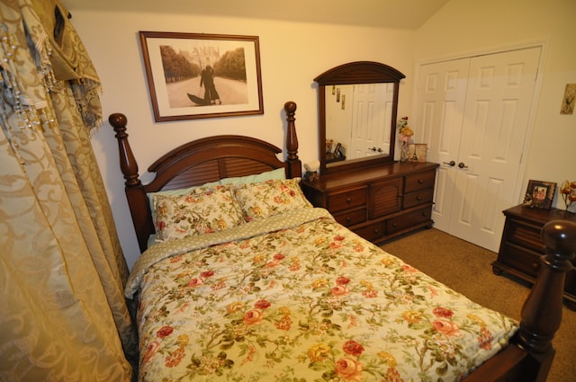 carpeted bedroom featuring a closet