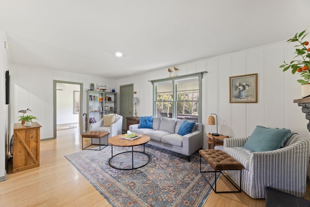 living room featuring light hardwood / wood-style flooring