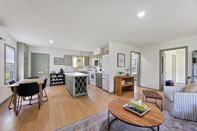 living room featuring light hardwood / wood-style floors