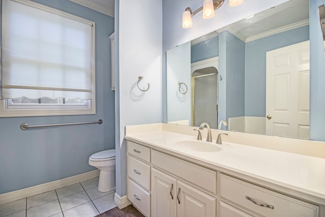 bathroom with hardwood / wood-style flooring, vanity, and ornamental molding