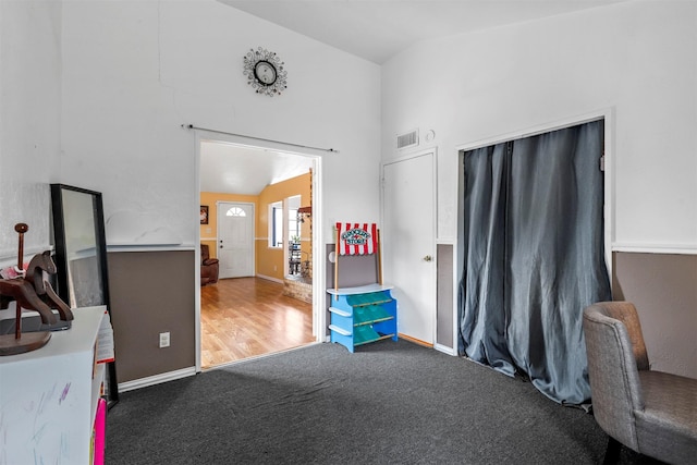 interior space featuring lofted ceiling