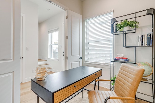 office featuring light hardwood / wood-style flooring