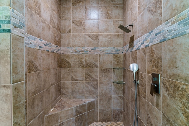 interior details featuring tiled shower