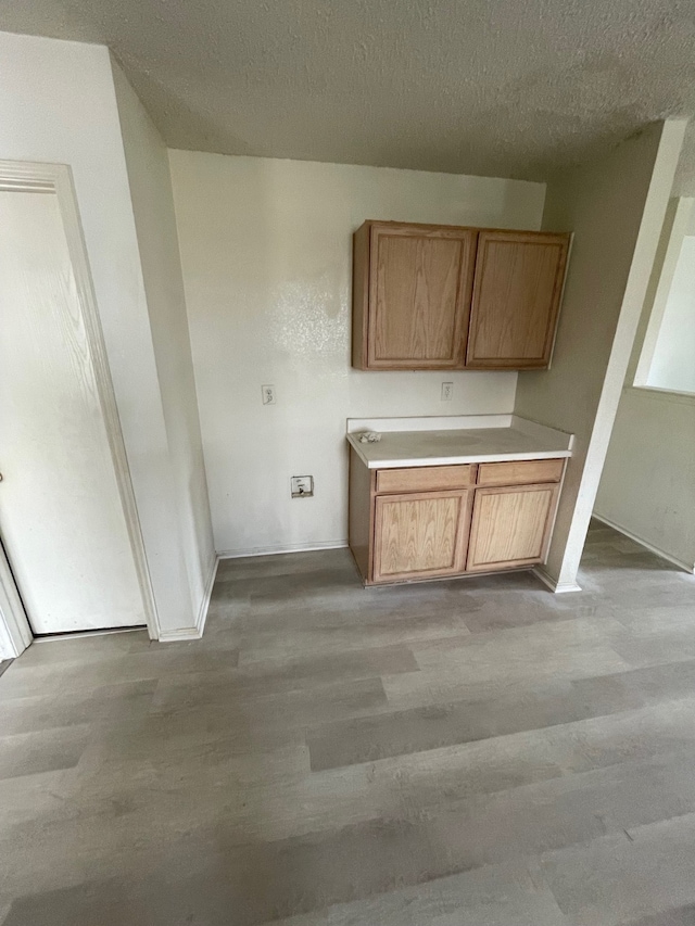 kitchen featuring a textured ceiling and wood-type flooring