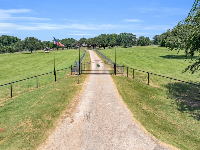 view of street with a rural view