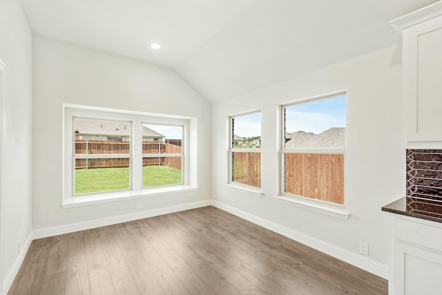 interior space featuring vaulted ceiling