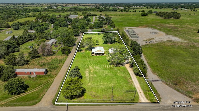 bird's eye view with a rural view