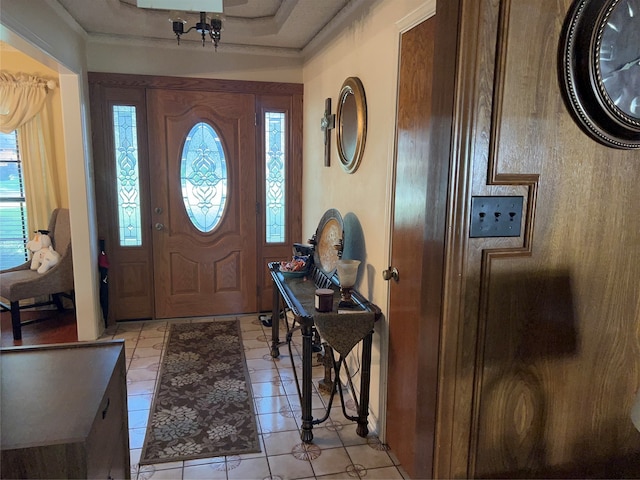 entryway with light tile floors