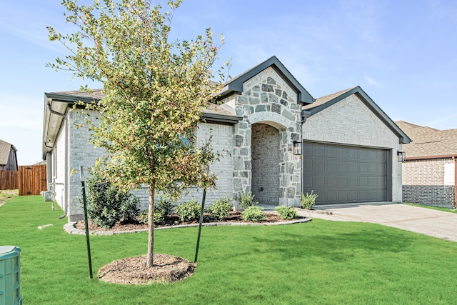 view of front facade featuring a garage and a front yard