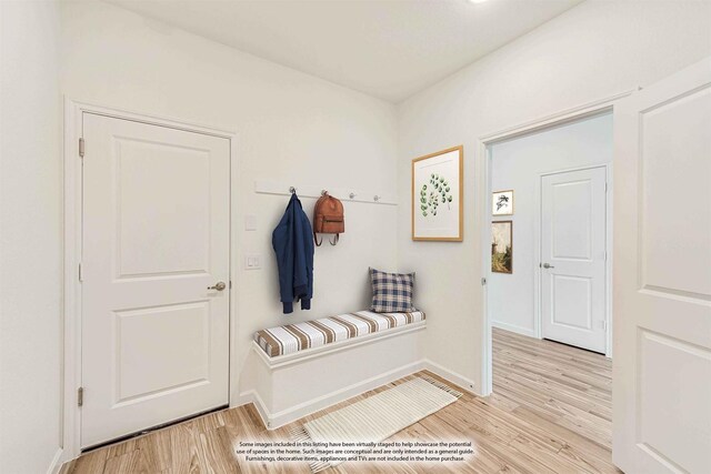 mudroom featuring light hardwood / wood-style flooring