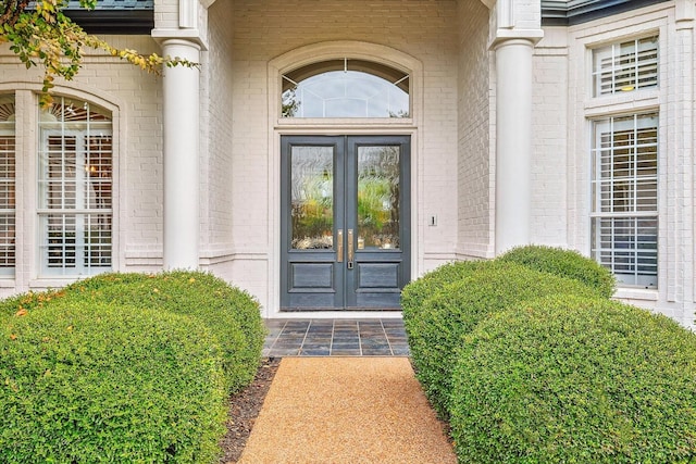 view of exterior entry with french doors